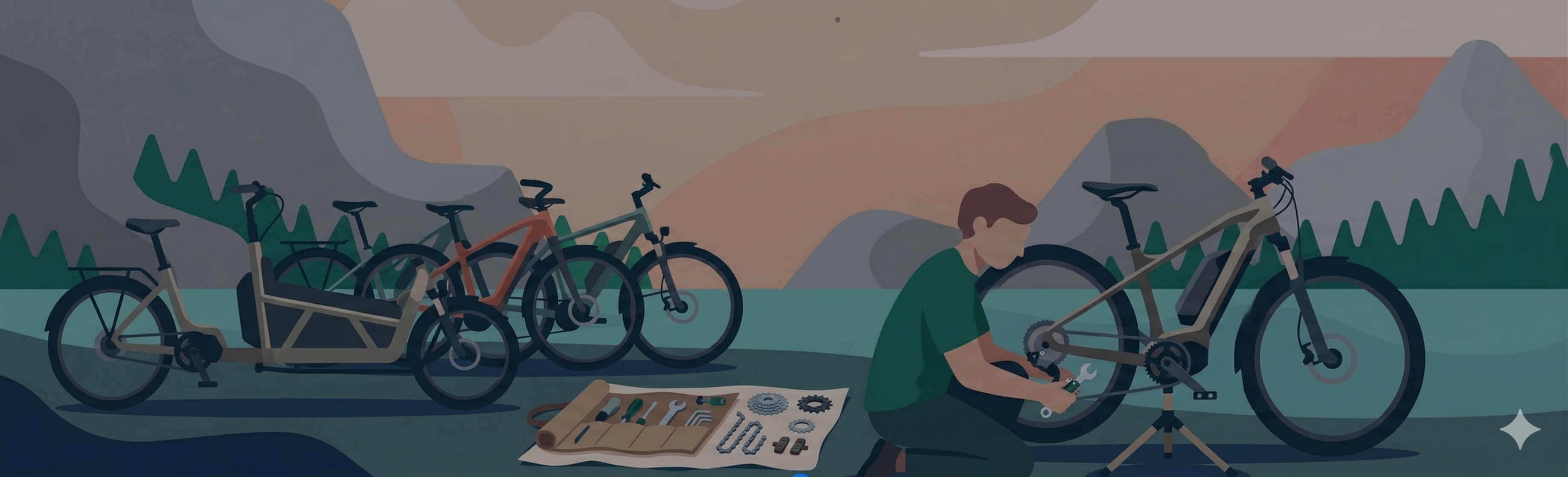 Eine Person reparatiert ein E-Bike